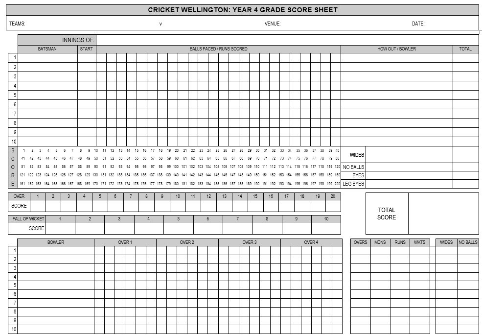 Cricket Score Sheet Download